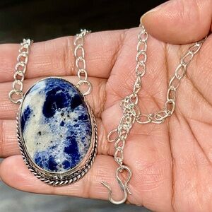 Navy Sodalite Pendant Necklace